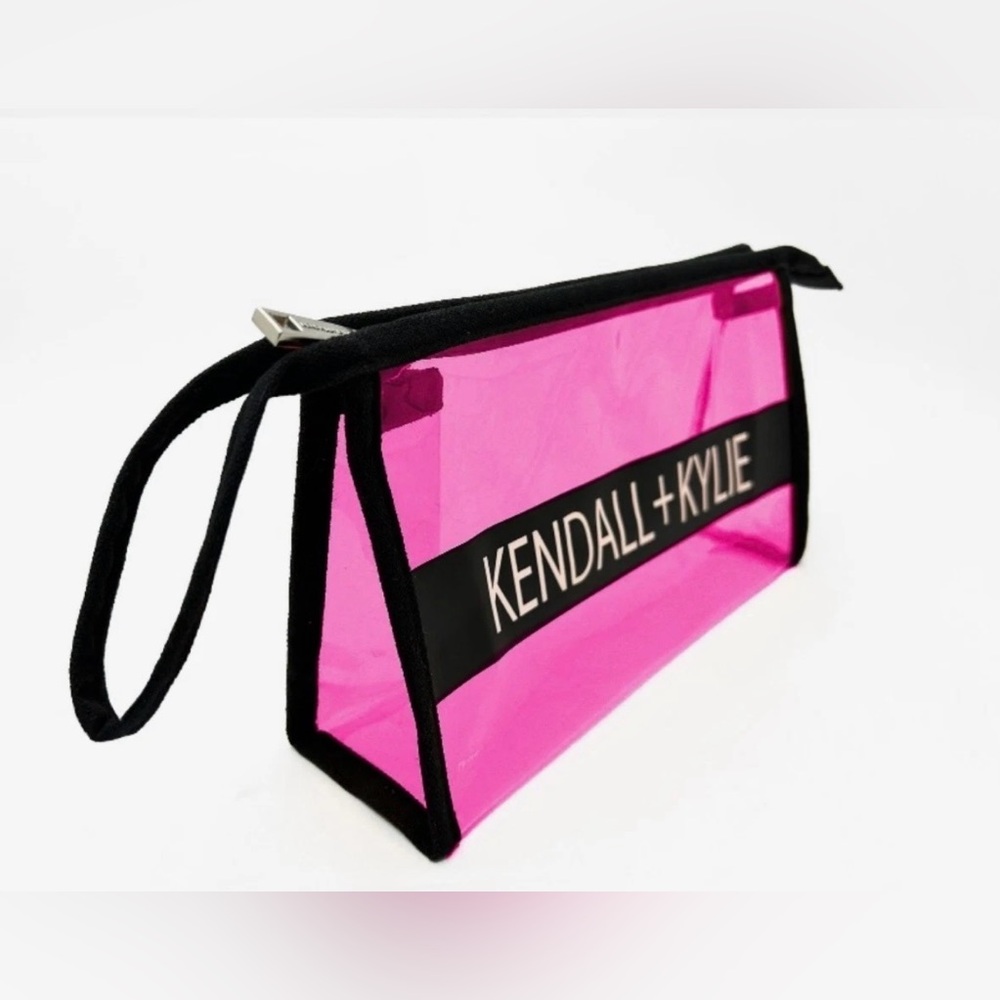 Kendall & Kylie Vibrant Transparent Pink Jelly Bag, Cosmetic Bag, Wristlet, NWOT